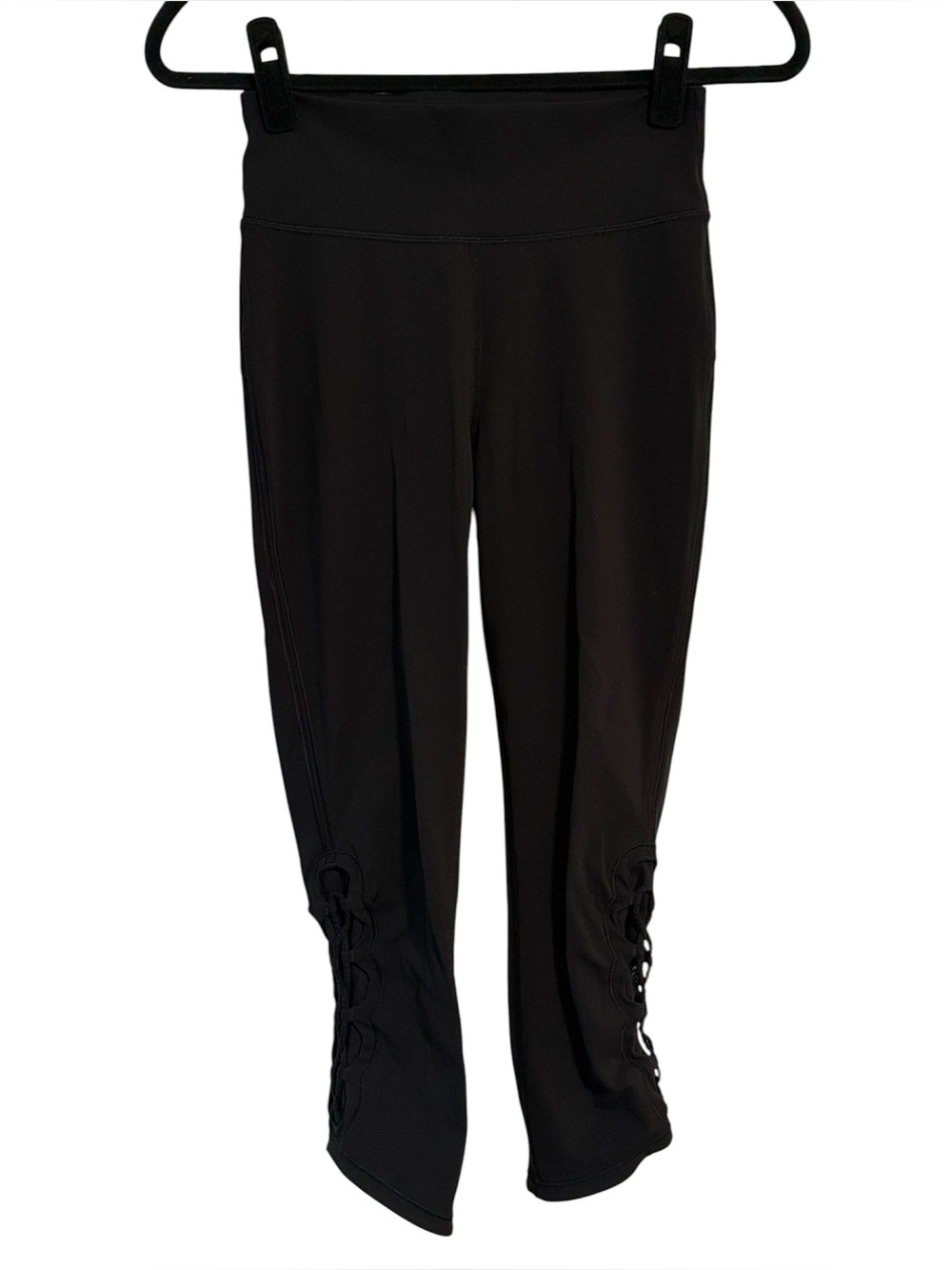 Lululemon Black Cropped Leggings with Mesh Ankle Detail